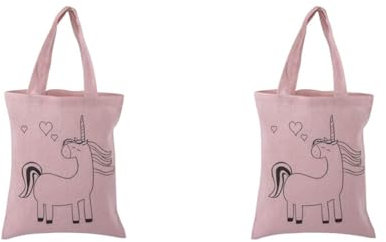 Rayher 53984258 Baumwoll-Tasche bedruckt, Motiv Einhorn, rosé, 20 x 25 cm, zum Bemalen, Stoffbeutel, Jutebeutel klein (Packung mit 2)
