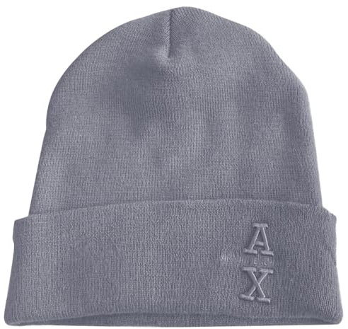 Armani Exchange Herren The Grid, Sustainable, Embroidered Logo Beanie Hat, Eiffel Tower, Einheitsgröße EU