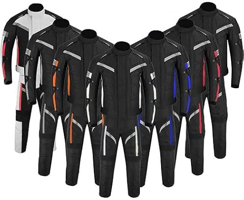 Traje de Moto de 2 Piezas, Chaqueta y Pantalones de Moto Impermeables, Chaqueta de Carreras Reflectante para Hombre, con Protector de Motociclismo CE Tank Rainwear (EN-17092) (Negro, 5XL)