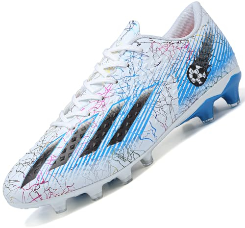 Rokiemen Scarpe da Calcio Uomo Sportivo All'aperto Professionale Teenager Adulto Training Alte Scarpe da Calcetto Scarpe da Allenamento Blanco EU 41
