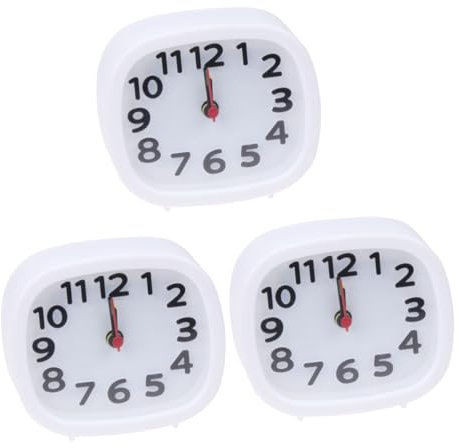 PRETYZOOM 3St studentischer Wecker beleuchtete Zifferblattuhr Ampel für Kinder Kinderwecker Kinderuhr kleine Uhr quadratische Uhr klingeln Uhr scheinen läute die Glocke Weiß
