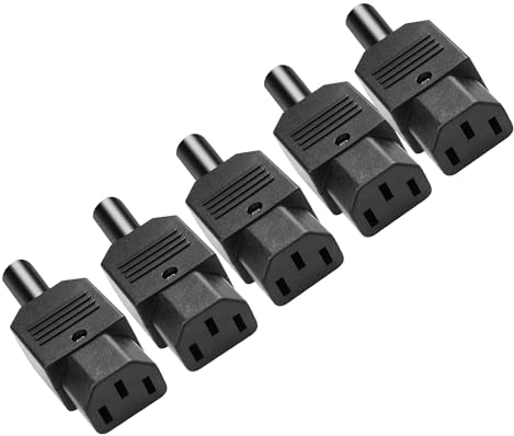 JSADZKJ IEC C13 Power Plug Connector C13 Female Plug Rewirable Power Adapter Connector 3 Pin Power Socket Connectors 250V 10A AC Power Extension Adapter(5 PCS)