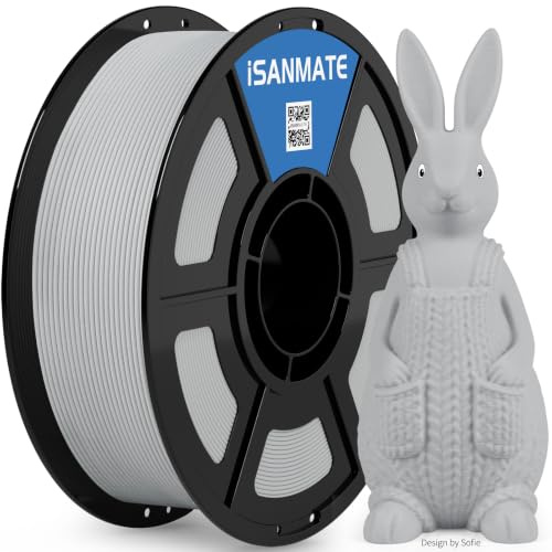 iSANMATE PLA Matte Filament 1.75mm, 3D Drucker Filament PLA, 1KG Hellgrau | High Speed Matte PLA 1KG Spule (2,2 lbs) für Bambu Lab und Meisten FDM 3D Drucker, Maßgenauigkeit +/- 0.02 mm, 30–300 mm/s