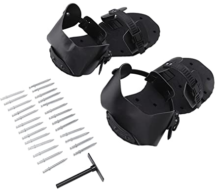Gonetre 1 par de sandalias con pinchos de poliuretano, aireador de césped, herramienta aireadora de césped para patio, jardín, plantas, salud, botas y zapatos de jardín, color negro