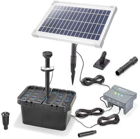 esotec Solar Teichfilterset Profi 8/400 LED, Teichfilter Komplettset mit Pumpe, LiFePo4 Akku, Solarmodul, Solar Teichpumpe für außen, mehrstufige Filterung für Gartenteich, 100951