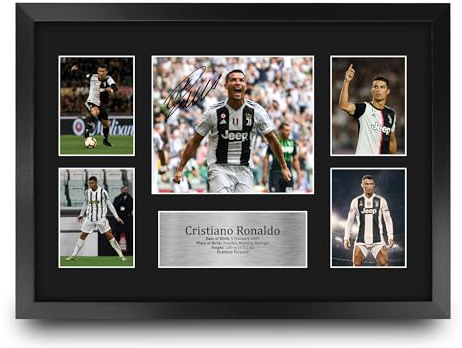 HWC Trading FR A3 Cristiano Ronaldo Juventus Memorabilia Stampati Autografo Firmato Esposizione Della Fotografia Per Gli Appassionati Di Calcio E Sostenitori - A3 Incorniciato