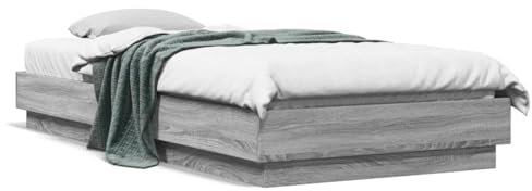 LAPOOH Bettgestell Grau Sonoma-Eiche 100x200 cm, Bett, Bettgestell, Jugendbett, Schlafzimmer Bett, Bed Frame -839509