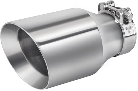 Atokrtact 2.5 to 3.5 Inch Exhaust Tip 2.5Inlet to 3.5Outlet Exhaust Tips 6.7 Length Muffler Tip 304 Stainless Steel Tailpipe Diesel Exhaust Tip Double Wall Polished Slant Cut Clamp On (Sliver)