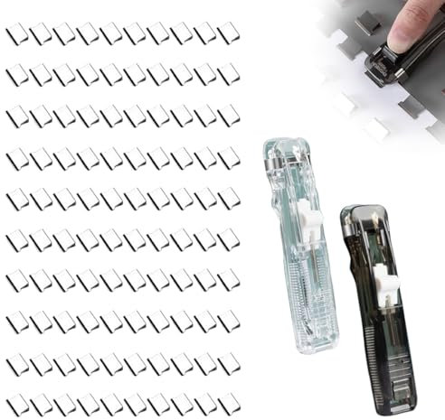 Clam Clip Dispenser Push Stapler Creativo Stapler Distributore di Pinze Con 100 Clip di Ricarica per il Fissaggio di Documenti Rilegatura di Carta Foglie Cellulari per Scuola Ufficio