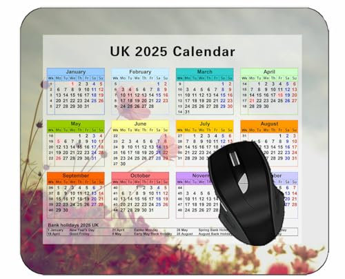 2025 Calendar Mouse Pad,Daffodils Flowers Spring FlowerMouse Mat for Office Computers Laptop Men Women