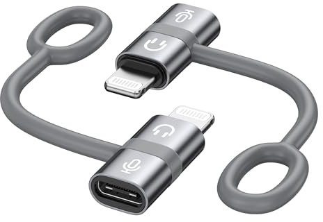 RAVIAD Adaptateur Microphone USB C vers Lightning (Lot de 2), Lightning Mâle vers USB C Femelle pour Microphone de Lavalier avec Câble Anti-Perte pour iPhone, Pas pour Écouteurs/Données