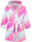 Baogaier Bademantel Mädchen mit Kapuze Morgenmantel Kuschelig Warmen Weichen Pyjamas Kleinkind Fleece Hoodie Roben Nachtwäsche Kinder Nachthemd Geschenke 7-8 Jahre,GR.122-128, Rosa Sterne