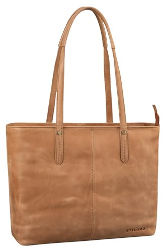 STILORD Antonia Große Handtasche Damen Leder Shopper Tasche Tote Bag Schultertasche Frauen Ledertasche Handtaschen Lederhandtasche Echtleder Henkeltaschen Farbe:taranto - braun