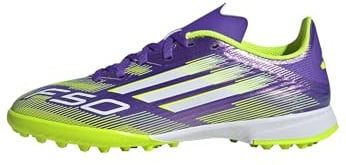 adidas F50 League Turf Football Boots Kids, Purple Rush/Cloud White/Lucid Lemon, 3.5 UK Child