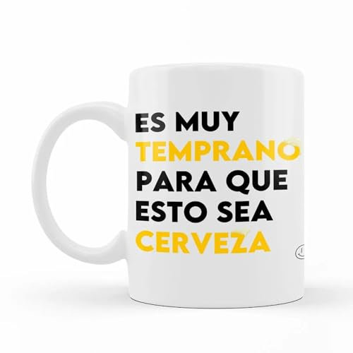 Wondernastic - Taza Es muy temprano para que esto sea cerveza, Capacidad de 350 ml, Color Blanco, Taza de Cerámica, Apta para Lavavajillas y Microondas, Divertido y Original, Diseño Exclusivo