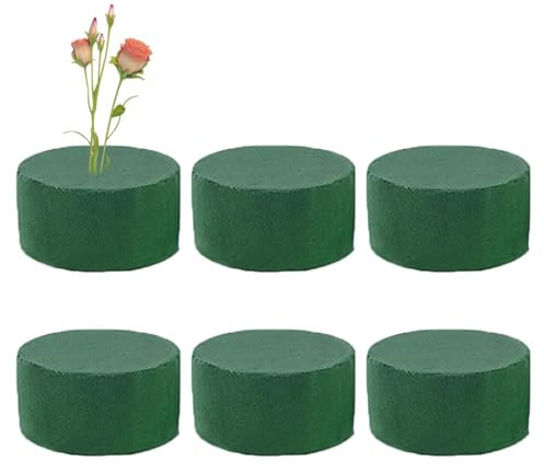 Generico Spugna per Fiori, 6 Pezzi Blocco Floreale, Blocchi di Schiuma Floreale per Fiori Artificiali, 8x4cm Spugna per Fiori Finti Rotonda Umida E Secca per Matrimoni E Negozi di Fiori