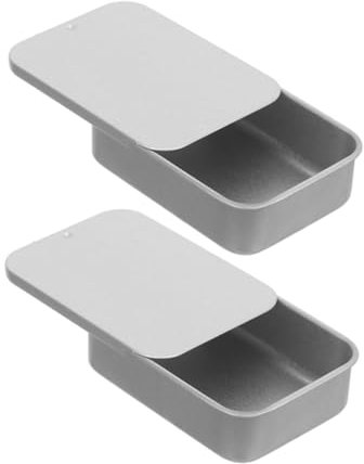RORPOIR 2 Stück Rechteckige Blechdose mit Schiebedeckel, Silber
