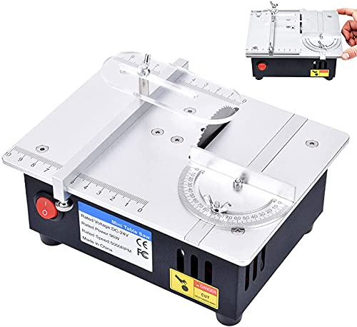 Mini Table Saw With Miter Gauge,7-Speed Speed Regulation,Speed ??5000R/Min,Saw Blade Height 15Mm,Enhanced 775 Motor,Full Metal Body DIY Table Saw With Vacuum Hose