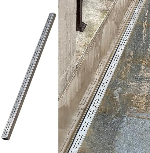 EntwäSserungsrinne Rinnenabläufe Grabenentwässerun Terrassen-Ablaufset mit flachem Kanal für Hof-Regenrinne, rechteckiges, schmales Wassergraben-Ablaufsystem, schlanke, stabile Regenablaufrinne für Ei