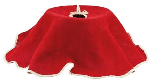 AUBRY GASPARD Cache-Pied de Sapin en Jute Rouge – Diamètre 120 cm avec liseré Blanc
