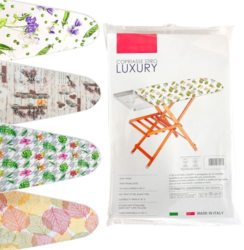 TUOLON Ironing Board Cover 60 x 160 cm Universal for Steam Irons Practical and Soft Ironing Board Cover Cloth with Elastic Cover Assorted Colours Made in Italy