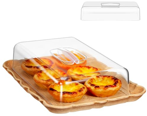 Amosfun Cubierta para Bandeja Pasteles Acrílica Transparente Rectangular 10.82X6.69X2.36In Tapa para Alimentos para Pastel Pan Galleta Postre Y Aperitivo Ideal para Cocina Restaurante Y Fiesta