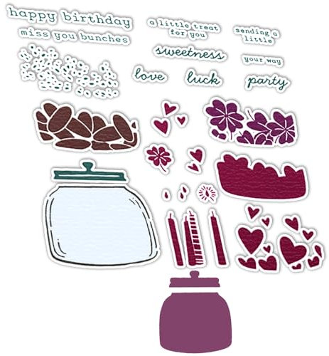 2025 Neue Blumen Geburtstag Dekoration Pflanzen Metall Schneiden Sterben Und klar Stempel Set, Für Grußkarte Scrapbooking Handwerk DIY Fotoalbum (M2408-stempel und Stanzformen Set)