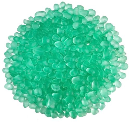 Amocytec Pierres en verre vert menthe poivrée de 0,4 kg pour décoration d'aquarium, gravier, perles, galets, sable, remplissage de vase