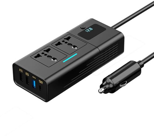 THINCAN Onduleur de voiture CC 12 V jusqu'à 220 V - Onduleur de voiture avec 4 ports USB - Adaptateur de voiture pour prise 200 W - Portable