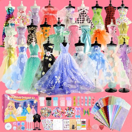 Beanewone Fashion Design Kit 1000+ Pcs, Kit Couture Enfant Comprend 30 Pièces de Tissu et 6 Mannequins, Fashion Designer Enfant Fille 6 Ans, Création de Mode Couture Enfants Fille 6 7 8 9 10 11 12+