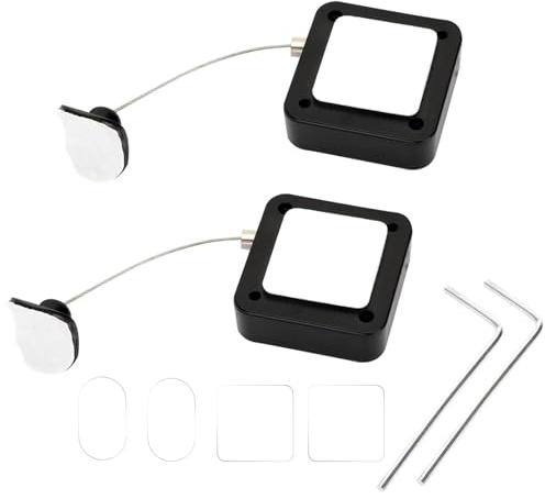 Lucchetti Retrattili per Telecomando con Cavo Sicurezza Retrattile Acciaio Anti, Cavo Telescopico Regolabile per Telecomandi TV, Controller di Gioco e Tablet - Nero