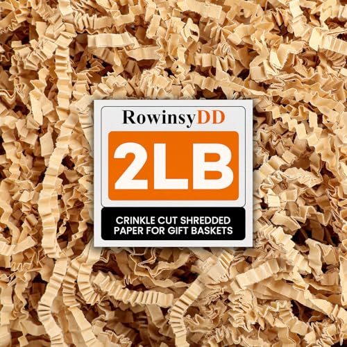 RowinsyDD 2LB Kraft Crinkle Paper Filler, Shredded Paper for Gift Baskets