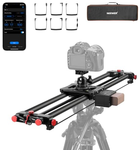NEEWER 31.5/80cm Motorized Camera Slider, DSLR Carbon Fiber Dolly Rail Slider with App Control, 4400mAh F750 Battery for Time Lapse Photography, Supports Video Mode, NOT Include Charger, ER1