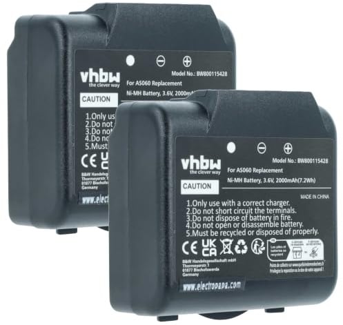 vhbw 2X Akku kompatibel mit IMET M550 Ares | M550S Thor, BE5500, BE3600 Industrie-Funkfernsteuerung Fernbedienung (2000 mAh, 3,6 V, NiMH) - Schwarz