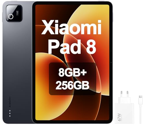 XIAOMI Pad 8 8GB/256GB, WiFi 7, 11.2 3.2K Tablet, Sonido Dolby Atmos, Procesador Snapdragon 870, Batería 9200 mAh(Cargador no Incluido), Gris, Included 67W Charger