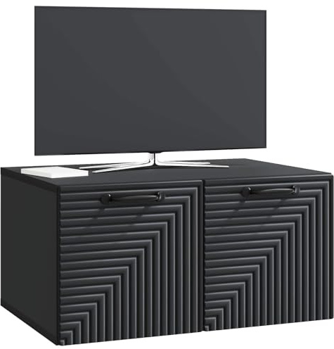 vidaXL Wandmontierter TV-Schrank Schwarz 59,5 x 41 x 30 cm, Wohnzimmer, moderner rechteckiger Stauraum, wandmontierte Medienkonsole, platzsparendes Möbel für Dein Zuhause
