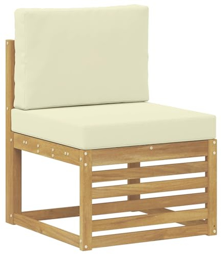 vidaXL Outdoor Mittelsofa Massivholz Akazie Weiß, Gartenmöbel für draußen, wetterfest, schicke Balkon-Layouts, Flexibles Design, Robustes Holz