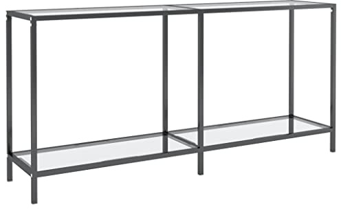 Augerqir Konsolentisch Transparent 160x35x75,5 cm Hartglas mit pulverbeschichtetem Stahl, Ablagetisch mit Stauraum für Wohnzimmer Flur Schlafzimmer, platzsparend und stabil mit Wandhalterung