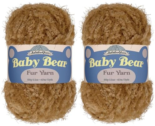 JubileeYarn Baby Bear Yarn - Chunky Weight Polyester Fur - 100g/Skein - Bronze - 2 Skeins