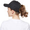 WELROG Dame Baseball Kappe Hip-Hop-Hut Verstellbar Baumwolle Pferdeschwanz (Schwarz)