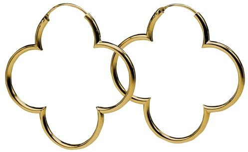 SILBERMOOS Damen Creolen vergoldet Blumen Kleeblatt glänzend 925 Sterling Silber Ohrringe