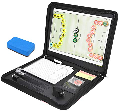 Dilwe Fussball Taktiktafel, Professional Fußball Taktikmappe Taktiktafel Fußball -Board mit Stift,Magneten Trainingshilfen für Fußballtrainer Basketball und Volleyball