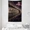 ABAKUHAUS New York Wandteppich und Tagesdecke, USA Amerika Skyline aus Weiches Mikrofaser Stoff Kein Verblassen Klare Farben Waschbar, 140 x 230 cm, Getrocknete Rose Hellbraun