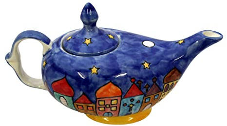 Teekanne Wunderlampe Keramik handbemalt bunt Häuser (Aladin)