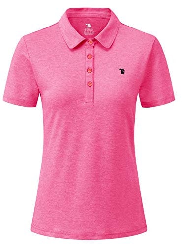 YSENTO Women's Sports Golf Shirts Breathable Quick Dry Short Sleeve Polo T-Shirts(Pink,XL)