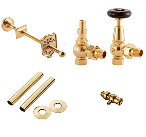 Arroll Luxury Manual Radiator Valve Pack (Antique/Polished Brass)