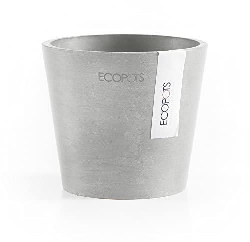 Ashortwalk Ecopots Amsterdam Mini pot de fleurs en plastique recyclé (D 10,5 x H 9,2 cm) Blanc Gris
