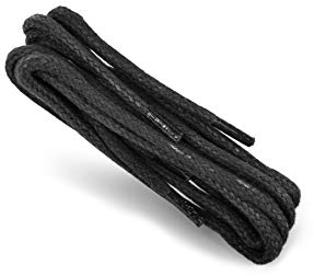 Kaps Lacets cirés épais de, lacets 100% coton naturel avec finition en cire, quatre longueurs 60 cm - 120 cm, fabriqués en Europe - (90 cm - 36 pouces - 5 à 6 paires d'oeillets / 91 - Noir)