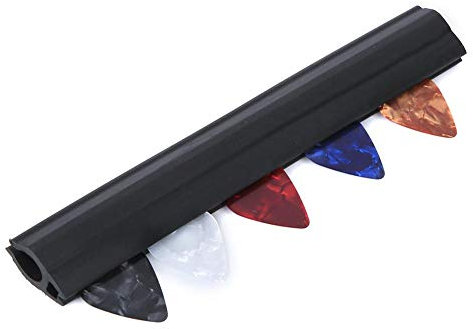 RiToEasysports Médiator de guitare Pince Clip En Caoutchouc Microphone Stand Pickholder avec 5 Pcs Médiators pour Accessoire de Guitare Noir