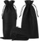 HRX Package 10pcs Jute Burlap Wine Bags, Hessian Cloth Bottle Gift Bags Drawstring for Blind Taste Halloween Party Holiday Giving (Black)